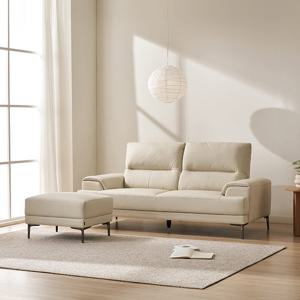 삼익가구 소모라 프리미엄 천연면피 소가죽 3인용 소파(스툴포함)