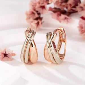 [비앤비골드] 14K 볼륨 크로스 꼬임 원터치 링귀걸이 한쌍 PNE42314