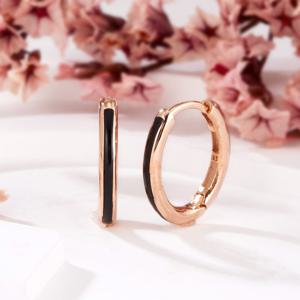 [비앤비골드] 14K 블랙 에폭시 슬릿 원터치 링귀걸이 S 한쌍 PNE42313