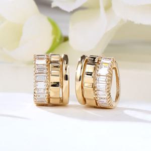 [비앤비골드] 14K 사각 바게트 레이어 원터치 링귀걸이 한쌍 JNE42268