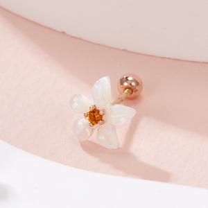 [비앤비골드] 14K 샹페인 플라워 도라지꽃 자개 피어싱 한쪽 PNE42205