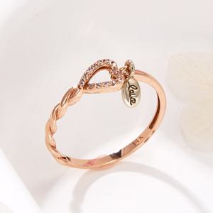 [비앤비골드] 14K 러브 큐빅 펀칭하트 언발 꼬임 반지 SRS42195