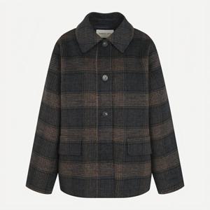 [캐리스노트]라운드라인 캐시미어 핸드메이드 코트 차콜 CNEWHK002CH