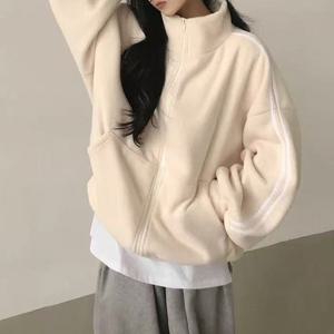 [올리비에스클로젯] 오버핏 트랙라인 후리스 집업점퍼_O2511JP017D