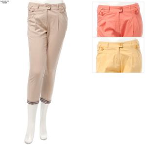 썸머 레이온 당꼬스타일 밑단롤업배색 투턱 9부 여성 골프바지