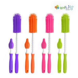 [베니앙]실리콘 젖병솔 일자세트,젖병솔,텀블러솔,세척솔