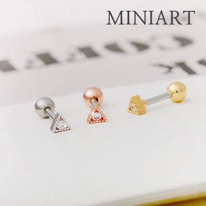 [미니아트] 베이직 심플 미니 큐빅 써지컬스틸 피어싱_한쪽