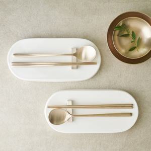 [광명유기] 방짜 유기 이니셜 각인 2인 놋 수저 선물 세트