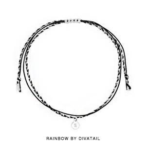 [RAINBOW발찌]92.5 Silver Initial Black Mix Misanga Anklet