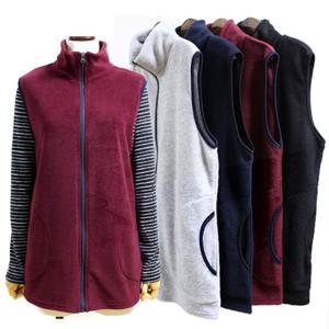 [해피통통] 빅사이즈 후리스 기모 조끼 캐주얼한 차이나카라 여성 반폴라 베스트 겨울용 가벼운 집업조끼  ㅍ