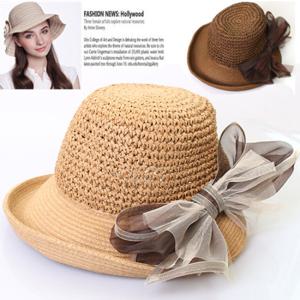 투명망사리본 미들챙밀짚챙모자(6SH204)