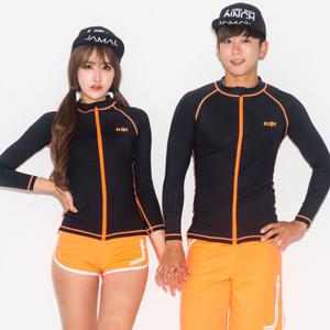 [이라인]이라인집업 블랙/커플래쉬가드/비치웨어/집업래쉬가드