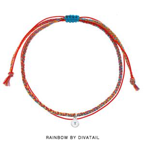 [Rainbow 발찌] 92.5 Silver Initial Red Variation Anklet