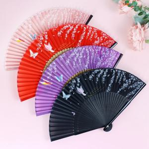 N 실크타공 접이식부채 나비안개꽃칼라