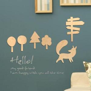 아트박스/디자인베이 우드스티커-여우숲 (반제품) 입체우드 포인