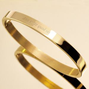 [각인팔찌]6mm Lettering Gold Simple Bangle