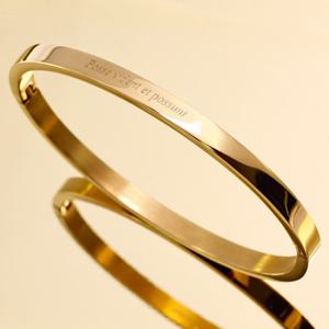[각인팔찌]4mm Lettering Gold Simple Bangle