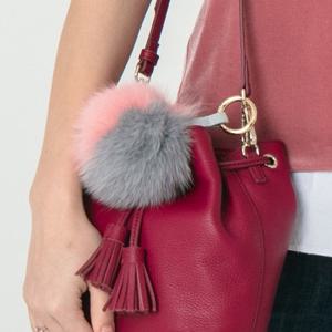 투톤 폼폼이 여우털 가방장식 / 키링