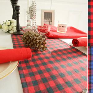 체크 크리스마스 장식 테이블러너-레드.블루(2인)