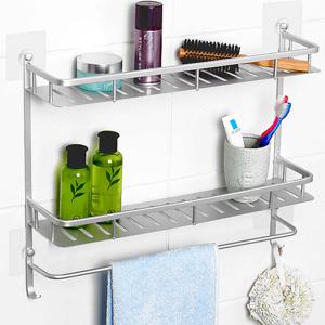 [아이엔] 무타공 접착AL F500 2단수건걸이선반 욕실선반