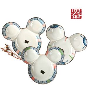 그린 선염화 미키 7인치 3절 나눔접시 1P