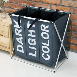 빨래바구니&분리수거함 접이식 슬림사각 3단 H