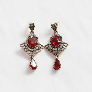 tasha 레드 유색석 볼드 드롭  파티 귀걸이