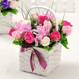 가꾸지오 비누꽃프렌치바구니_핑크로즈믹스