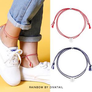 [Rainbow 이니셜발찌] Stripe Layered Initial Anklet