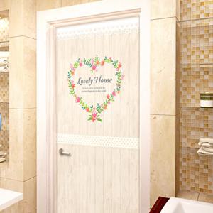 현관문시트지 리폼 무늬목 / 하트 플라워 프로방스