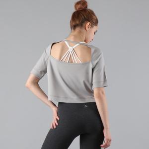 [DANSKIN] DN00014T 백 홀 포인트 숏슬리브 L.M.GREY