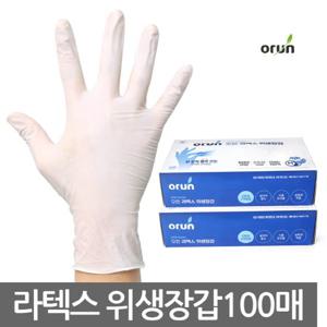 오런 천연라텍스 위생장갑 100매 /식품용/미용염색/청소
