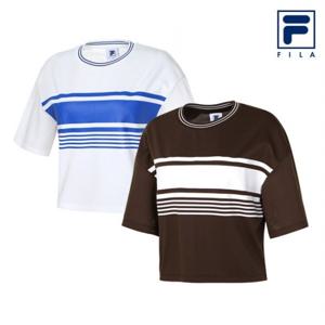 [FILA] 여성 스트라이프 크롭 라운드 티셔츠 2종1택