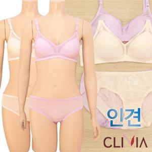 [크리비아]노와이어 인견 풀컵브라팬티2종(CLB1756)75A~90A