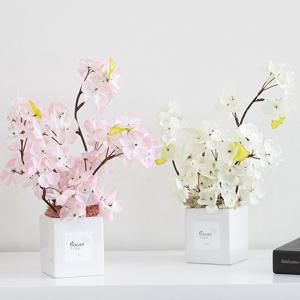 벚꽃 조화 화분 스칸디아 set 32cm 2컬러 인테리어 봄 테이블 장식 소품 행사 꾸미기