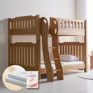 (착불) 클래식 분리형 원목 이층침대SS+통라텍스 매트포함 IK303C