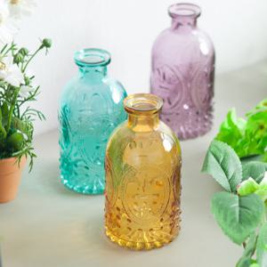 [3+1] 유리 글라스 원형 화병 프렌치워시 6x12cm 3컬러 꽃병 인테리어 장식 소품 원예 용품