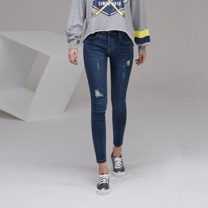 [진마니아] 허리스판 시크 헤짐 블루 워싱 스판 스키니진