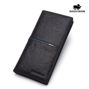 바이슨데님 남자 남성 수제 가죽 얇은 장지갑 N4437-1B