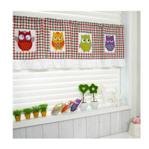 [리빙데코] 부엉이체크바란스커튼+봉 주문제작상품