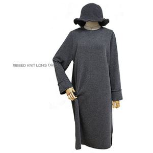 [해피통통] 빅사이즈 골지 원피스 캐주얼한 여성 니트 긴팔 루즈핏 오피스 롱원피스