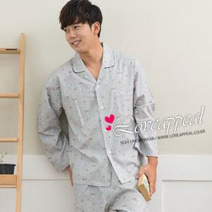 [러브어필]해피 하우스 기모면 남자 상하잠옷(M9112)수면잠옷