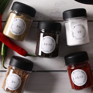 트라이탄 미니 양념통 5p(블랙)+원형 스티커 12p