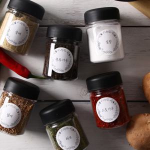 트라이탄 미니 양념통 6p(블랙)+원형 스티커 12p