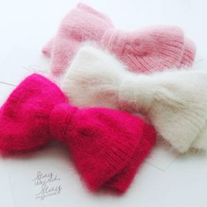 앙고라 니트 특대 왕리본 머리핀 3color