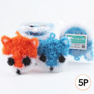 아기여우 아크릴 수세미 5P