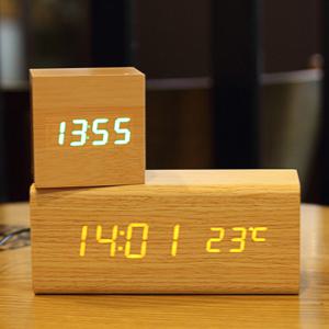 DYNN 직사각(소) 탁상 LED시계 탁상시계 나무시계 무소음