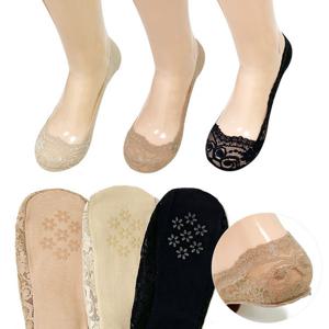 [란젤] 순면 여성 레이스 올실리콘 덧신 (3매입) J 페이크삭스