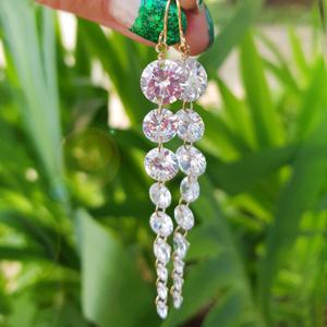 [바이진주리본] 나인롱크리스탈 / 패션 드롭 귀걸이E