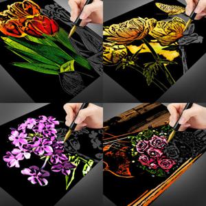 스크래치스토리뷰 컬러링북 꽃엽서 세트